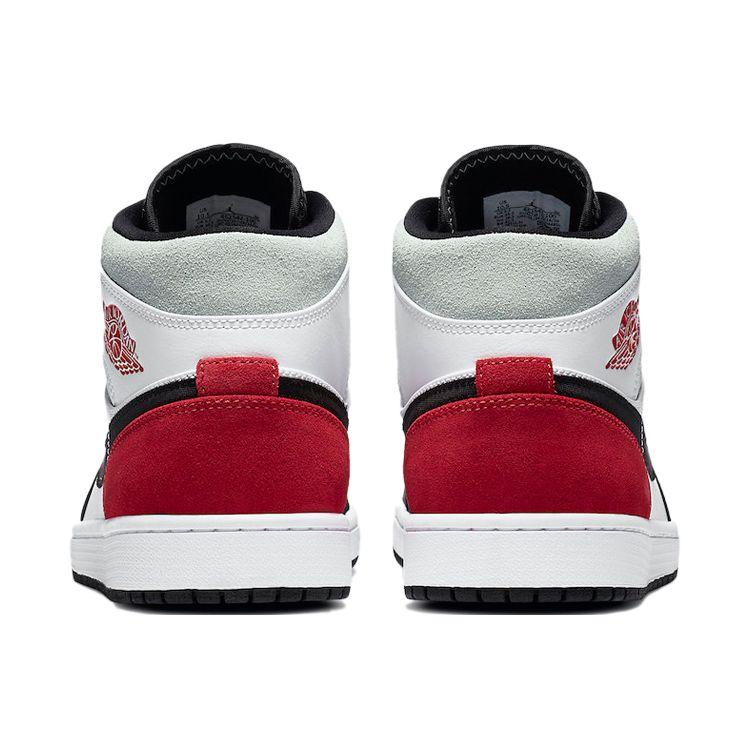 Air Jordan 1 Mid SE Red Black Toe Men Sneakers White Light-Smoke-Grey Gym-Red 852542-100