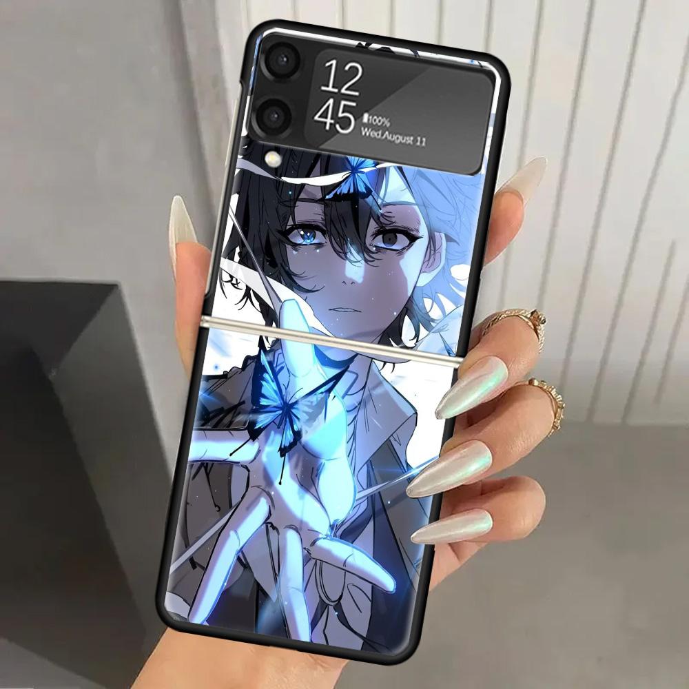 Bungo Stray Dogs Dazai Hard PC Phone Case For Samsung Galaxy Z Flip 6 5 4 3 Black Cover ZFlip6 Flip5 Flip4 5G Foldable Print Cas