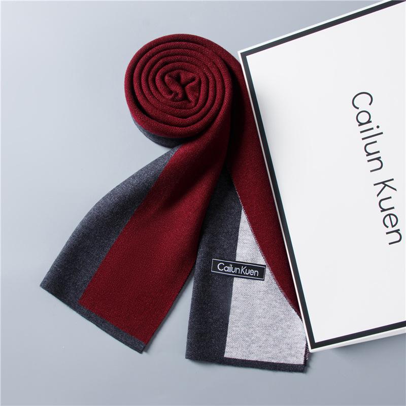 2026 New Men's Wool Plaid Scarf – Trendy Knitted Korean Style, Versatile and Warm Winter Accessory