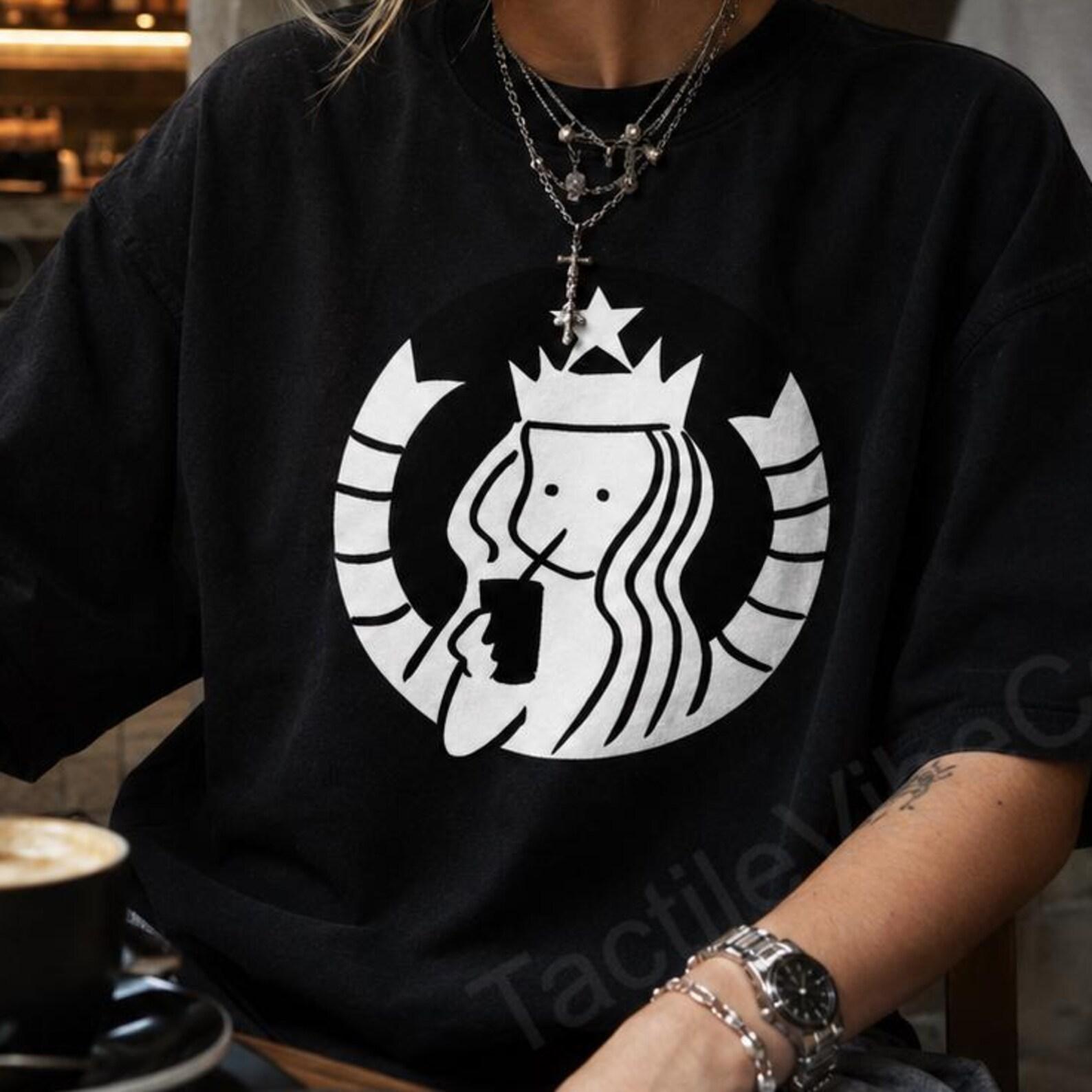 Parody Mermaid Coffee T-Shirt, Funny Siren Drinking Tee, Barista Lover Shirt XL