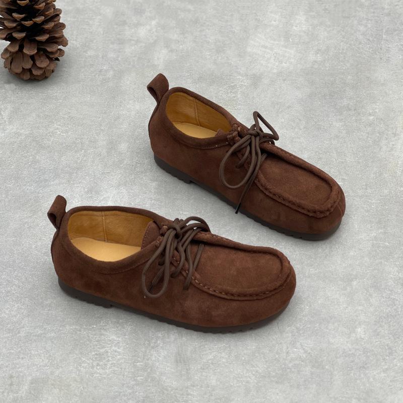 New Retro and Simple Flat Bean Shoes, Soft Leather Single Shoes