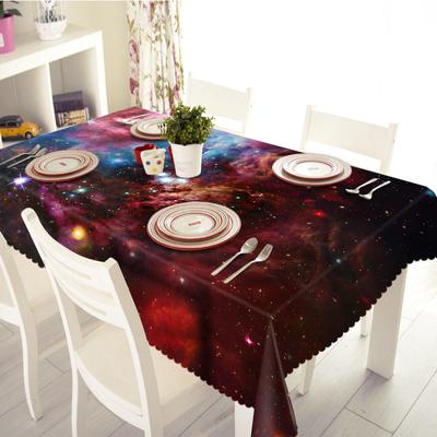 Mantel Cielo Estrellado Espacio Lobo Patrón Espacial Misterioso Tela Lavable Engrosado Rectangular Y Redondo Mantel de Boda