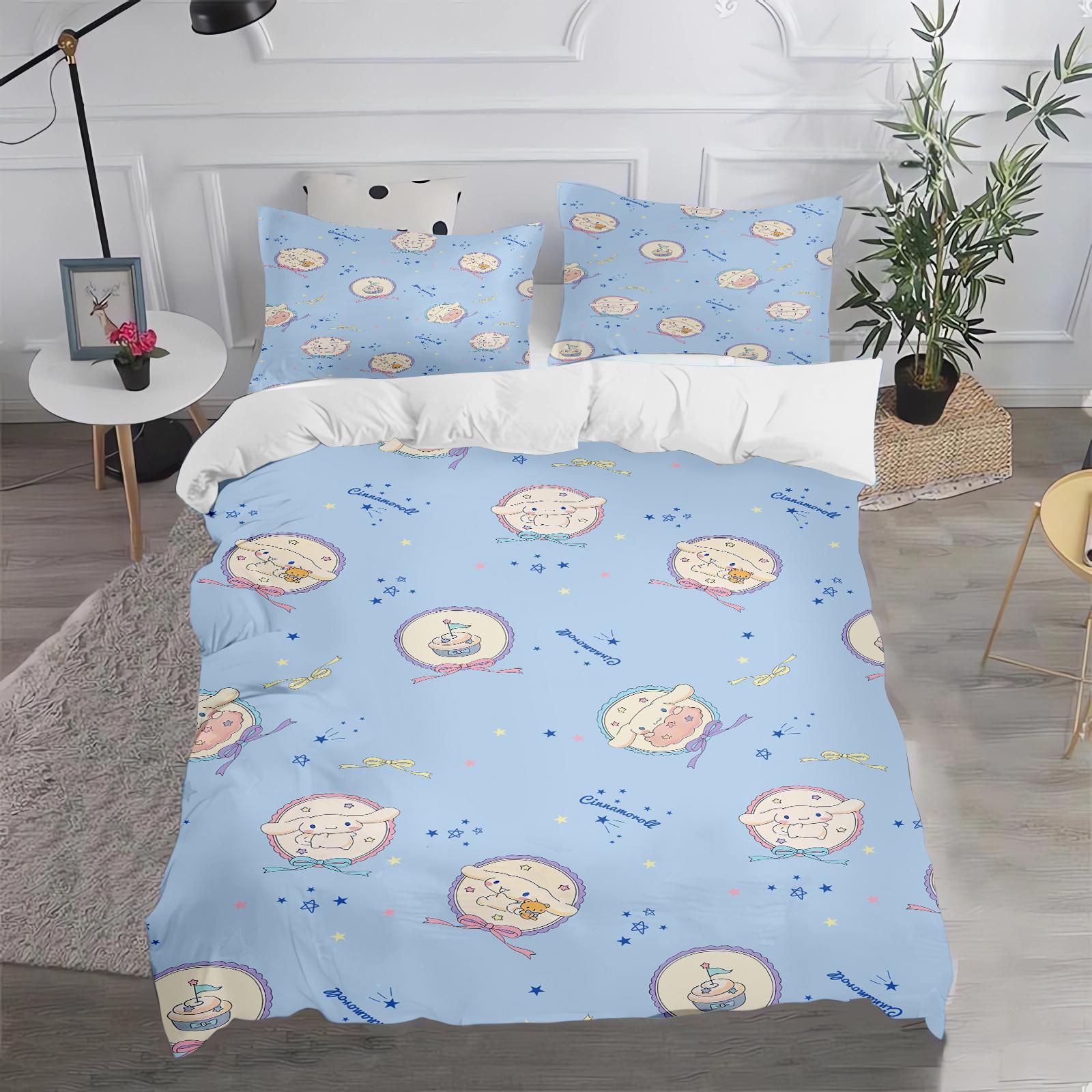 

Киннаморолл Sanrio Пододеяльник Аниме Печатный Мультяшный Одеяло Кожа-Дружественный Дышащий Милый Теплый Постельное Белье Тепло Новый Дизайн EU Single(135*200cm)3pcs