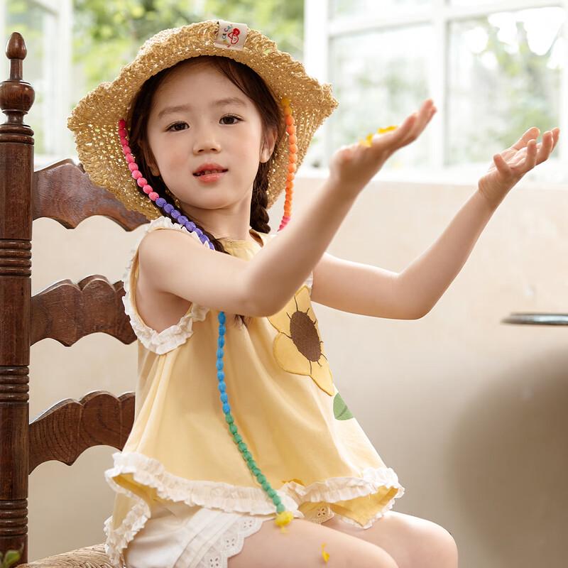 LUSON Xiao O Bao Girls' Summer Daisy Embroidered Princess Dress