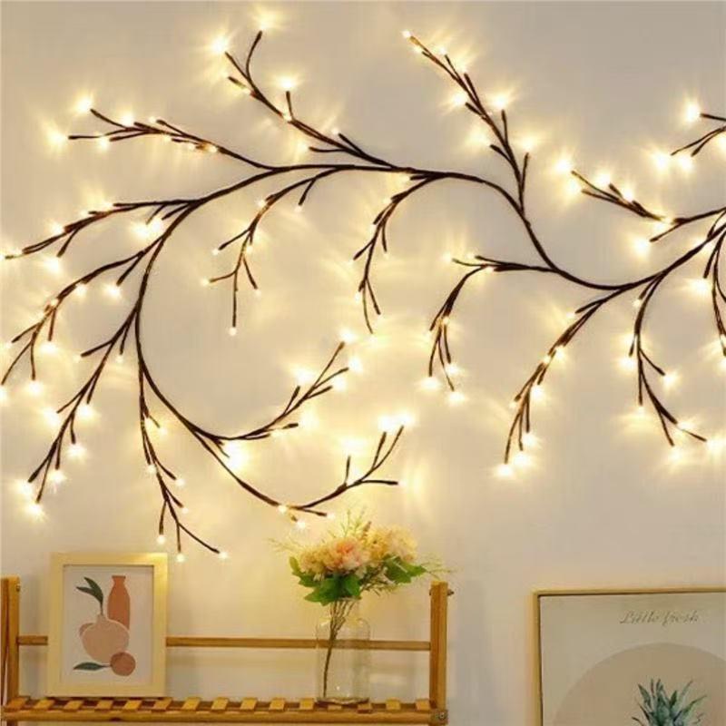

LED Cherry Blossom Rattan Lights - Bendable Indoor Decorations with Color Remote Control 1.2m 48 LEDs (USB Remote, 8 Functions)