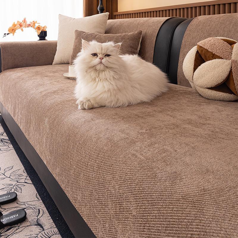 New Sofa Cover Advanced Sense Simple Modern Straight Row Leather Seat Cushion Universal Non-Slip Sofa Cushion In All Seasons