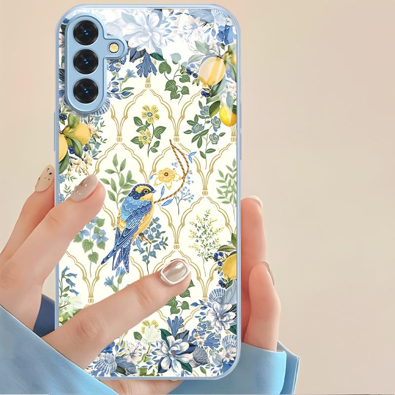 Flower, Bird, Lemon Pattern Tempered Glass Phone Case for Samsung Galaxy S26 S25 S24 S23 S22 S21 S20 fe/plus/Ultra Anti Drop