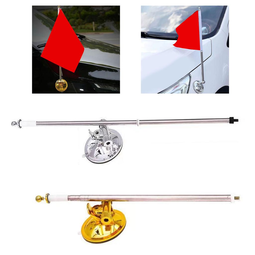Strong Suction Cup Car Roof Mount Stainless Steel Telescoping Flagpole Adjustable Height For Outdoor Events Parades