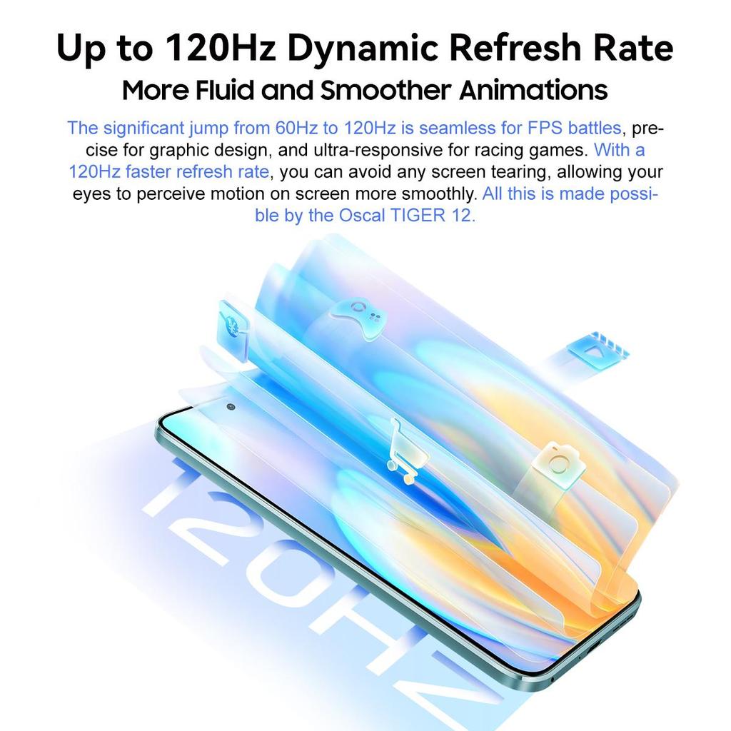 OSCAL TIGER 12 Android13 MTK Helio G99 6.78'' 120Hz 2.4K Display 24GB(12+12) 256GB 64MP 5000mAh Battery NFC