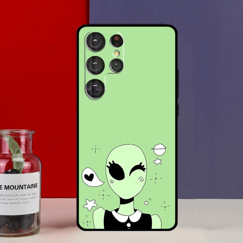 Aesthetics Cute Cartoon Alien Funda Case For Samsung Galaxy S25 Ultra S9 S10 S20 S21 FE S22 S23 Plus S24 Ultra Phone Cover