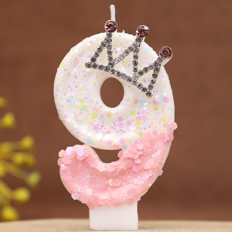 

Digital Birthday Candles Pink Crown Princess Cake First Year Decoration Candles Handmade Wax 9
