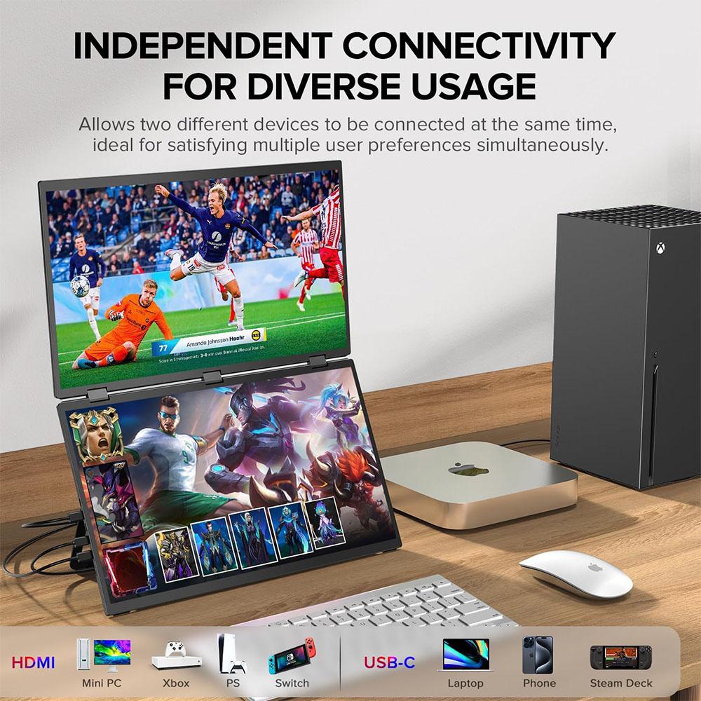UPERFECT Delta Max 18.5-inch Dual Screen Portable Monitor, 1920*1080 IPS Screen, 100Hz Refresh Rate, 100% sRGB, Built-in Speaker, Driver Free