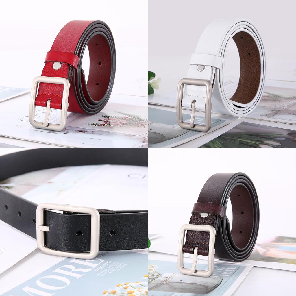 Genuine Leather Belt For Women Men Casual Fashion With Square Alloy Buckle For Outdoor Wear