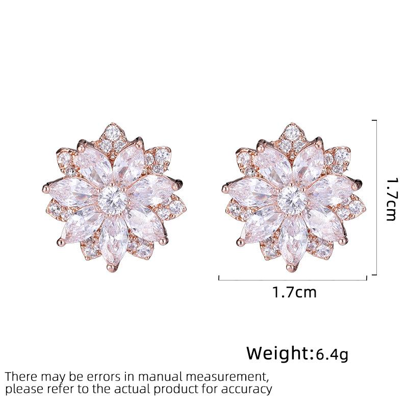 Women's Light Luxury Design Elegant Double-Layer Flower Earrings Fashionable And Versatile Niche Design Earrings