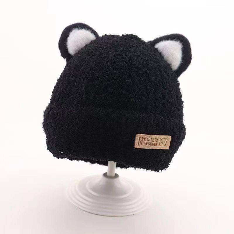 Korean Style Baby Plush Knitted Hat - Unisex Winter Ear Protection Wool Hat for Kids