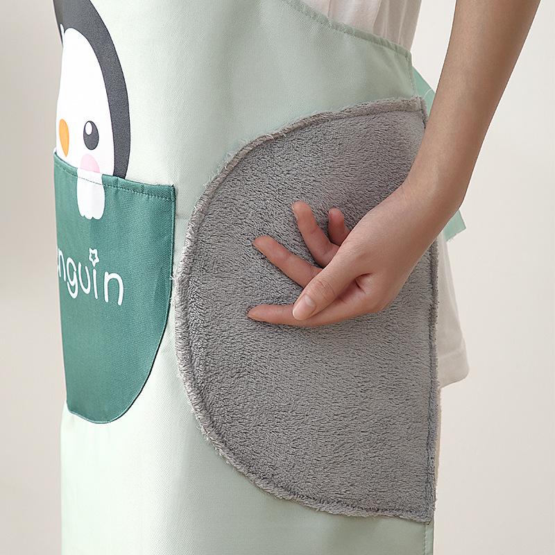 Waterproof & Oil-Proof Cartoon Animal Apron with Large Pocket for Autumn and Winter