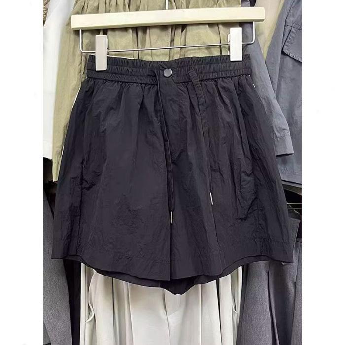 

Шорты женские летние новые корейские с высокой талией свободные и тонкие повседневные спортивные брюки с надписью A-word широкие брюки Tide 2XL чёрный