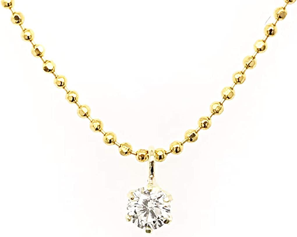 18K Yellow Gold Diamond Solitaire Petite Pendant Necklace [byGemsK] [KASHIMA] 0.1ct