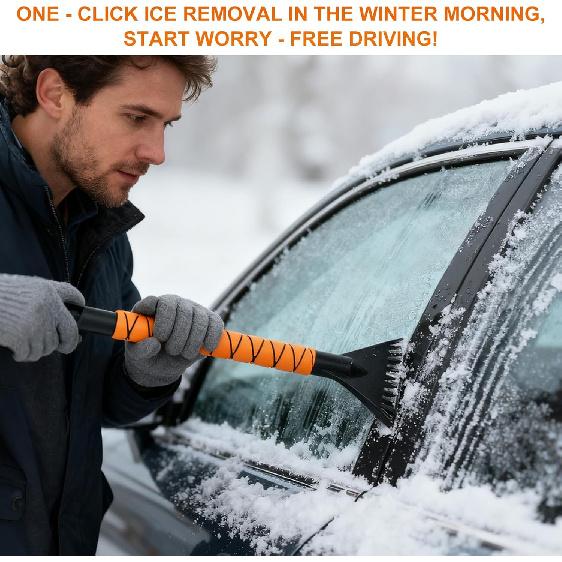 26" Snow Brush & Ice Scraper for Car Windshield and Window | 2-in-1 Winter Tool with Premium Bristles for Cars/SUVs/Trucks — Rotating Head, Heavy -