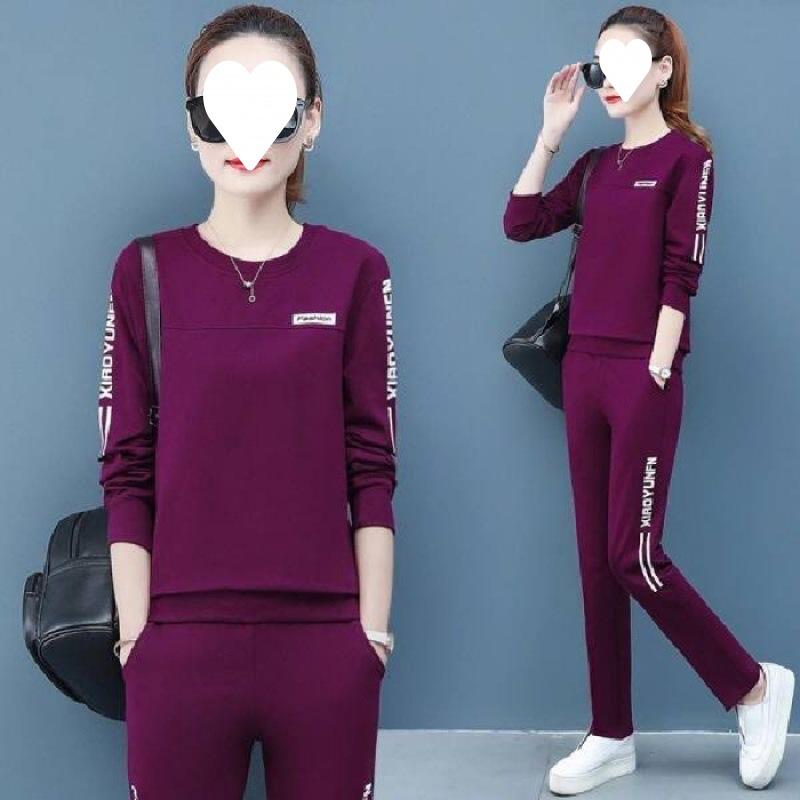 Sports Suit Women's Spring and Autumn Fashion Loose Korean Casual Wear Long-sleeved Trousers Two-piece Set