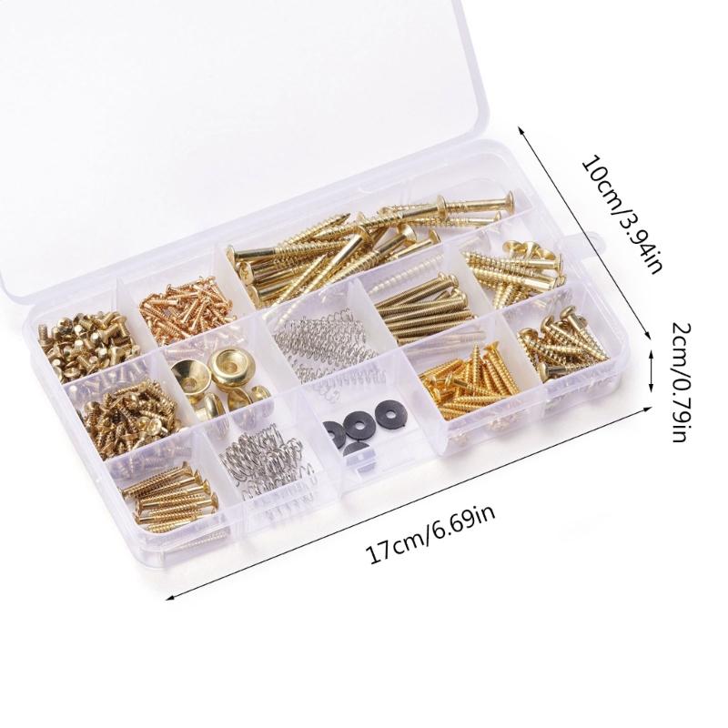 254 Pieces Guitar Screw Kits 9 Types Assortment Set with Springs for Guitar Bridge, Pickguard, Tuner, Switch, Neck Plate