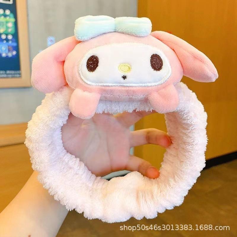 Cute And Charming Sanrio Kuromi Melody Doll Facial Wash Makeup Hairband Cinnamoroll PompomPurin Sweet Non Slip Elastic Hair Accessories