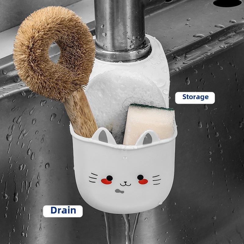 Kitchen Sink Organizer Hanging Sponge Holder Faucet Drain Rack Silicone Drain Bag