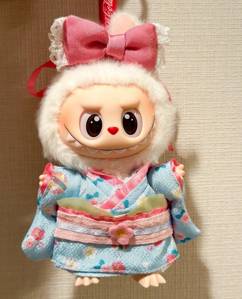 For Labubu 3.0 Big Into Energy Series Clothes Labubu Sakura Kimono Girl Pink Outfit