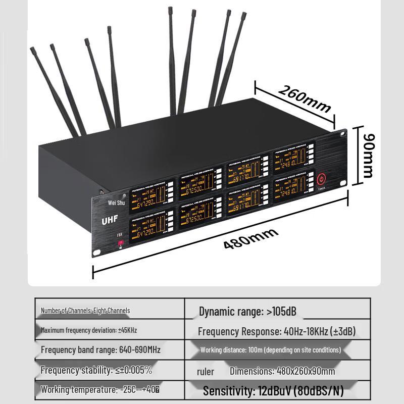 Weishu DC-8-TF 1-to-8 Wireless Conference Microphone System (CN version)