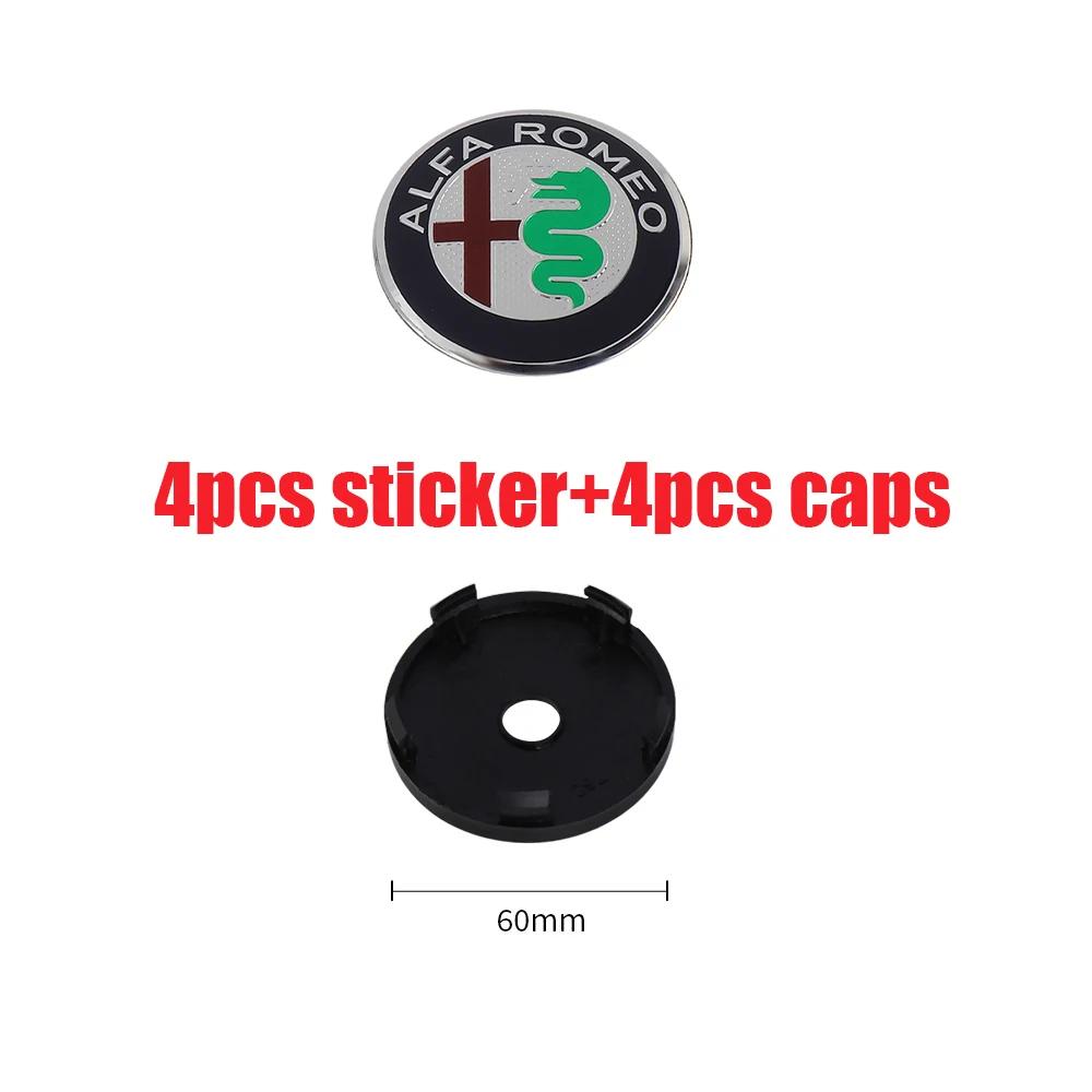 4Pcs 56/60MM Car Wheel Center Hub Caps For Alfa Romeo Giulia Stelvio Giulietta 156 159 147 Mito Tonale GT 166 Logo Sticker Cover