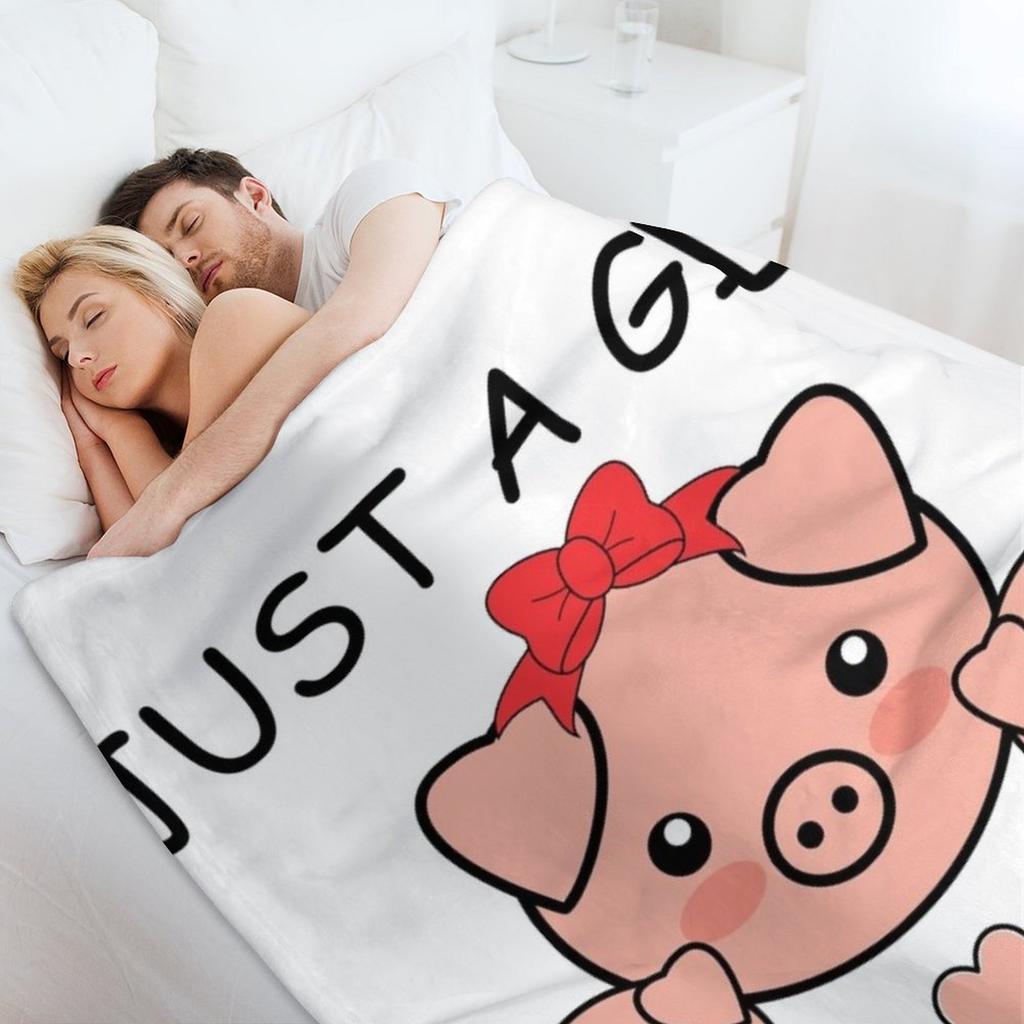 Just a Girl Who Loves Pigs, Cute Pigs Throw Blanket Bed Covers Soft Big Halloween Personalized Gift Blankets