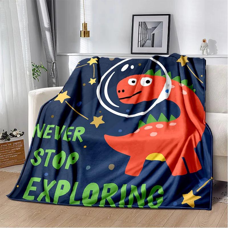 Desenho animado dinossauro espaço fofo dinossauro crianças cobertor de pelúcia macio, cobertor de flanela cobertor para sala de estar quarto cama sofá crianças