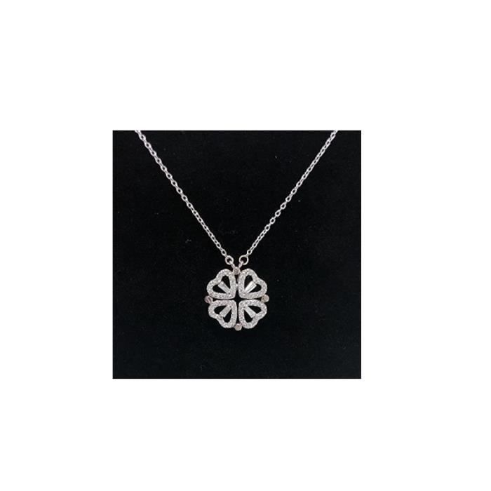 Collier - Plein - Trèfle à Quatre Feuilles - Diamant - Argenté - Femme
