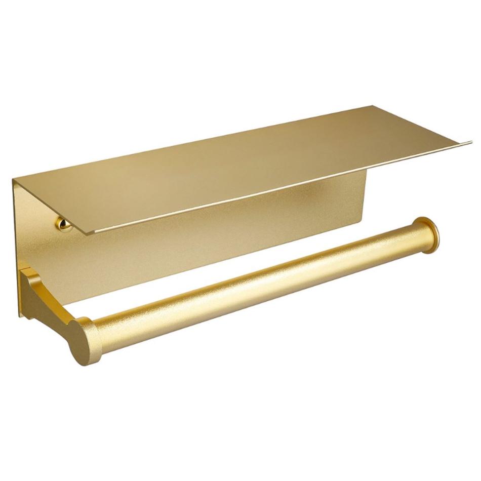 Toilet Paper Holder with Shelf Adhesive Wall Mounted Bathroom Kithcen Double Paper Towel Roll Rack Storage Holder Tissue Hanger