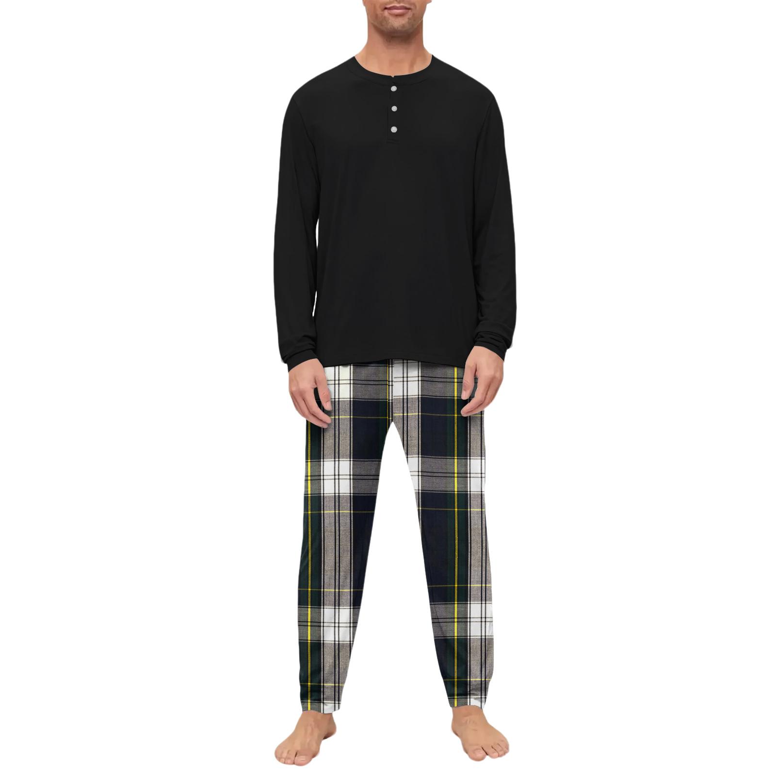 

Мужской пижамный комплект, с длинным рукавом и длинными брюками, двухпредметный комплект XL белый