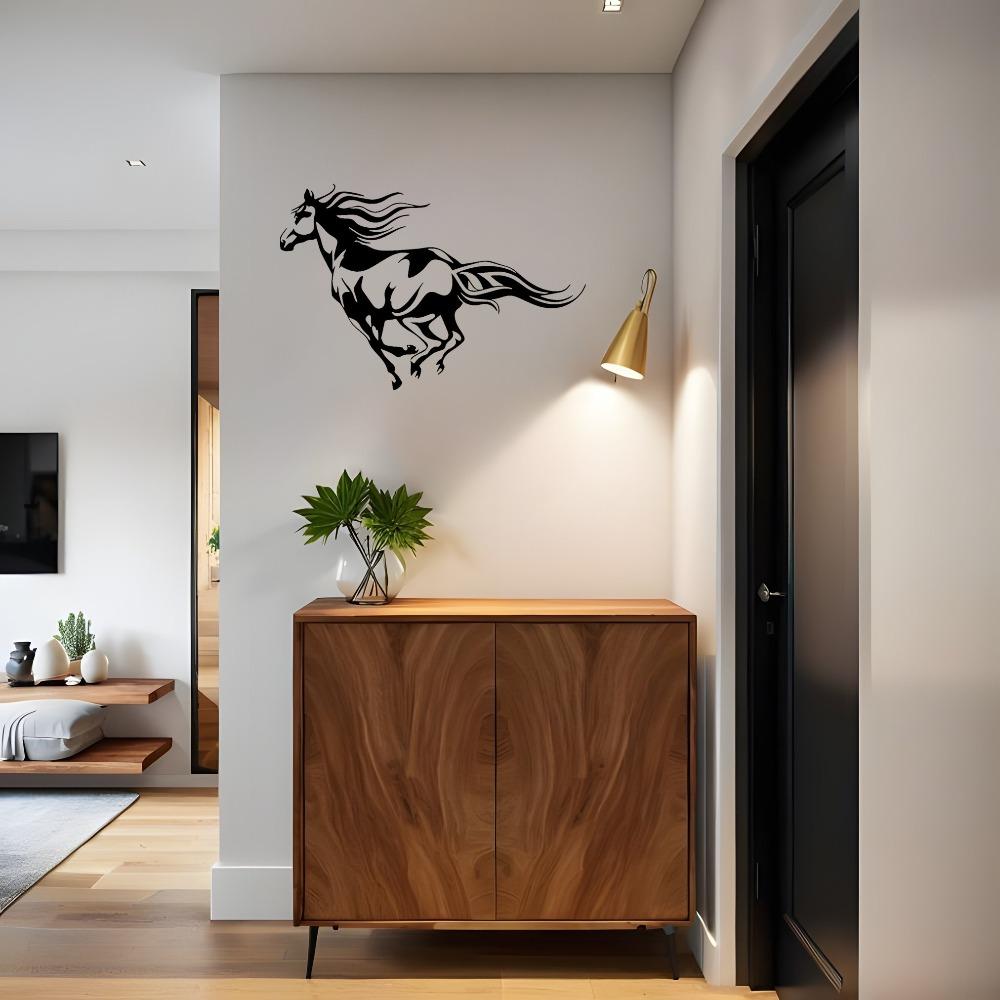 Large Metal Horse Wall Art 2D Iron Panel Modern Equestrian Home Decor Gift