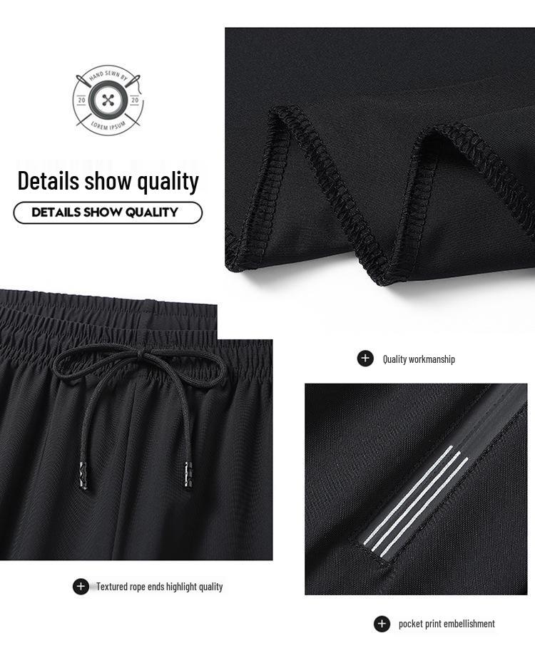 Men's Plus Size Quick-Dry Ice Silk Joggers - High Elasticity, Breathable, Straight Leg, Outdoor Casual Pants