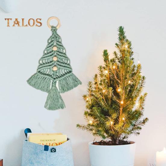DIY Weihnachtsbaum-Makramee-Set, Baumwollseil-Flechtset, Handstricken, Boho-Weihnachtsquasten-Dekor-Set für Anfänger