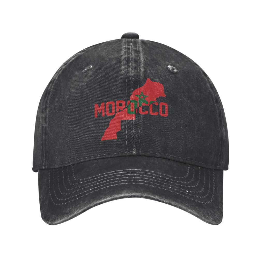 Men Women Coat of Arms of Morocco  Printed Hat Casual Distressed Washed  Baseball Cap Adjustable