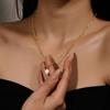 Retro Titanium Steel Pearl Necklace Gold Rectangular Chain Collarbone Chain Women'S Fashion Simple Pendant Sweater Chain