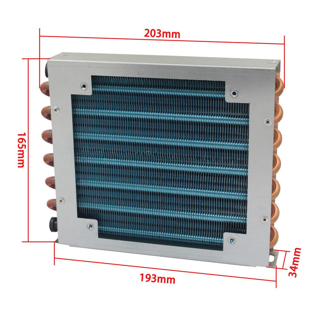 Small shell condenser radiator refrigerator freezer water-cooled aluminum fin and copper tube heat exchanger with fan air-cooled