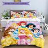 Princesses Gowns Print 3Pcs Bedding Setduvet Cover With 2 Bedropillowcase Home Birthday Gift