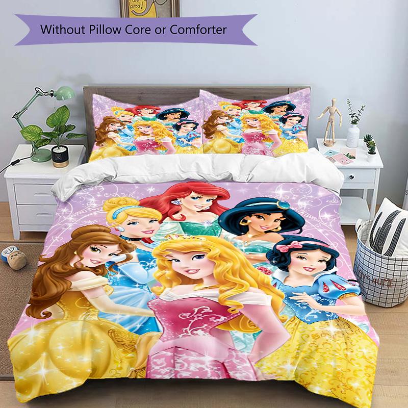 Princesses Gowns Print 3Pcs Bedding Setduvet Cover With 2 Bedropillowcase Home Birthday Gift