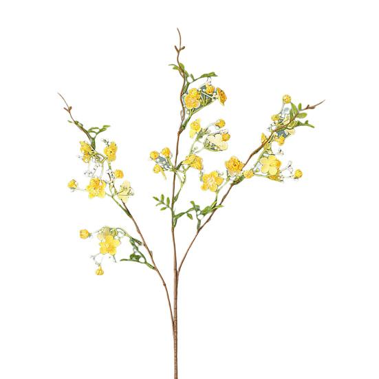 

Искусственный шелковый цветок, декоративный, не увядающий, пасторальный, практичный, имитация сливы с листьями, виноградной лозой, домашний декор жёлтый
