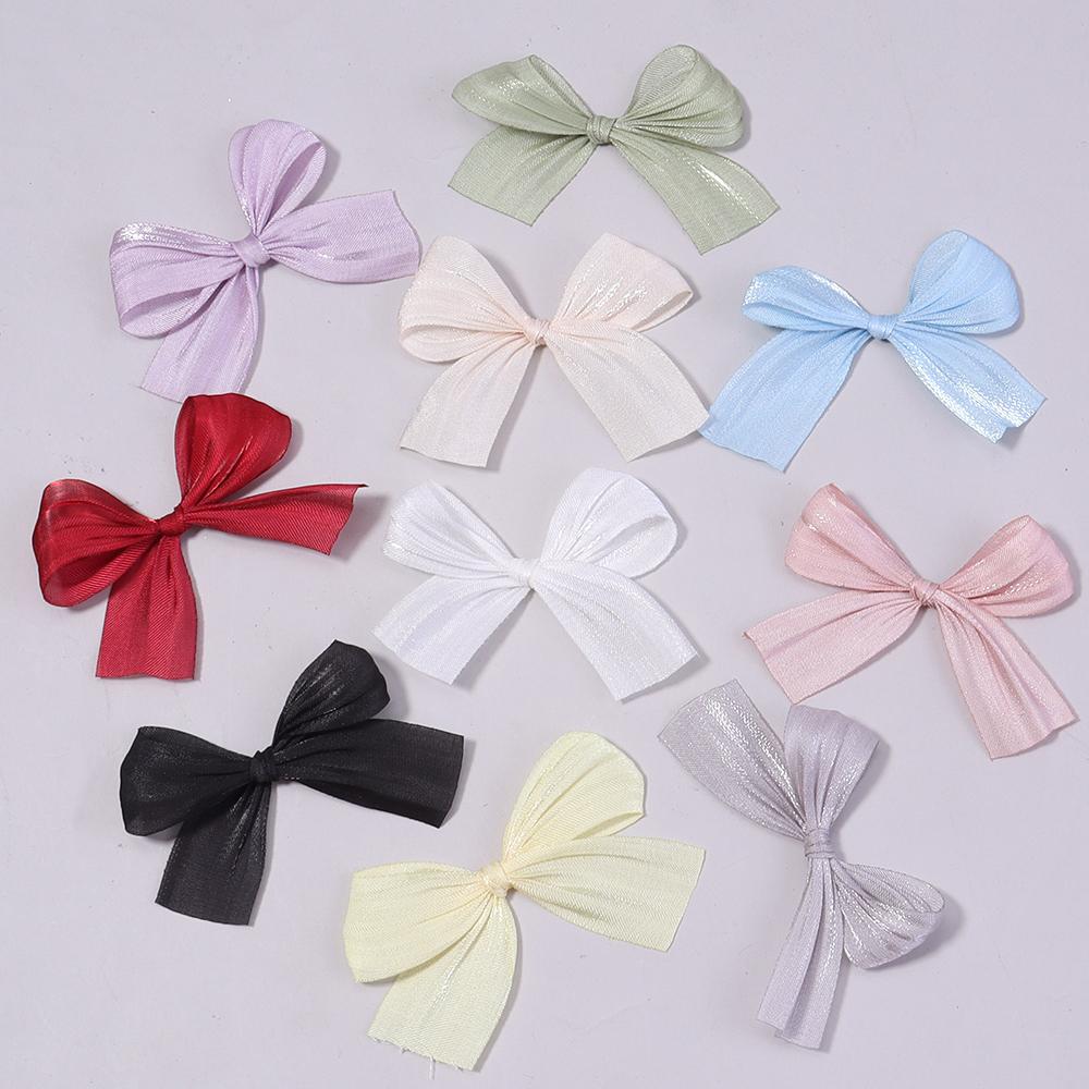 10pcs 4x5.5cm Pearlescent Satin Ribbon Bows Colorful Pleated Bowknots For DIY Wedding Party Clothing Headwear Gifts Decoration