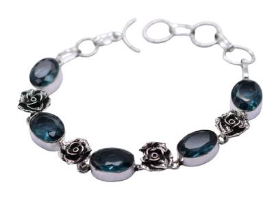 London Blue Topaz Gemstone Silver Plated Handmade Bracelet Jewelry 115