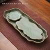 Japanese Gilded Coarse Pottery Tea Tray Zen Tea Making Platform Household Retro Style Tea Set Tray Teaware Kitchen Dining Bar