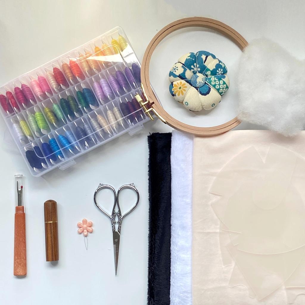 Deluxe DIY Plush Toy Kit Full Materials Set 50 Colors of Embroidery Thread Professional Tools For Professional Handmade Crafts Compatible with DIY Kit