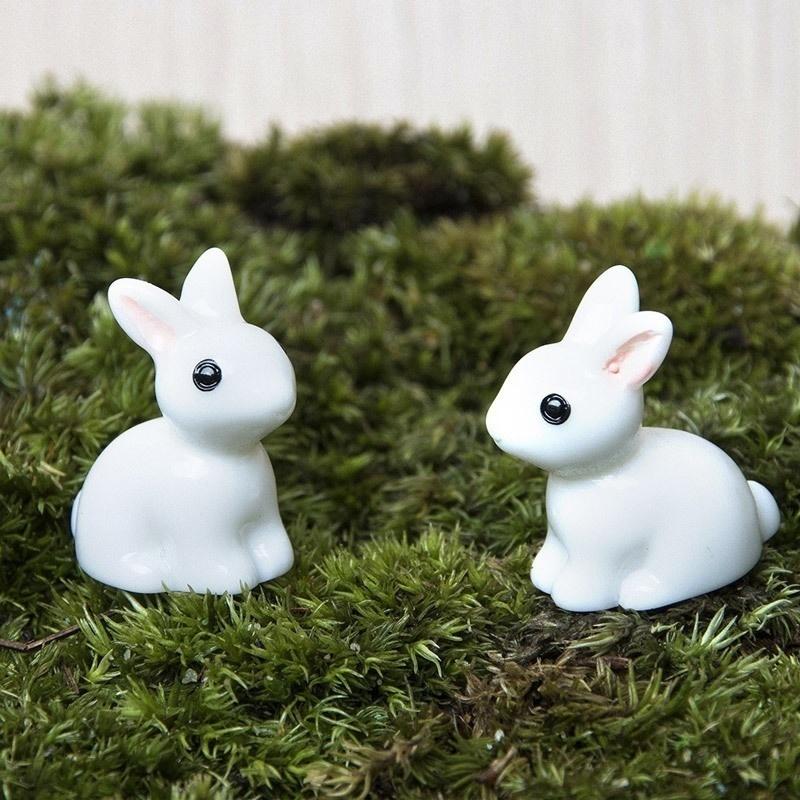 15 Pcs Lovely Miniature Mini Rabbit Resin Garden Fairy Ornament Flower Plant Pot Home Figurine Animal Decor