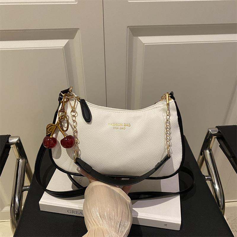 

Хит продаж ретро-сумка 2025 новая высококачественная однотонная сумка под мышкой большой вместимости для поездок на работу сумка-мессенджер женская Without pendant белый